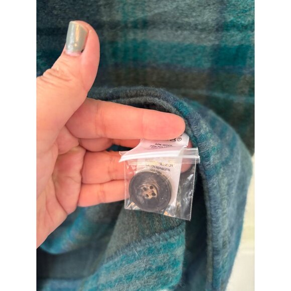 Rachel Zoe green plaid wool blend open jacket Coat - Picture 8 of 14